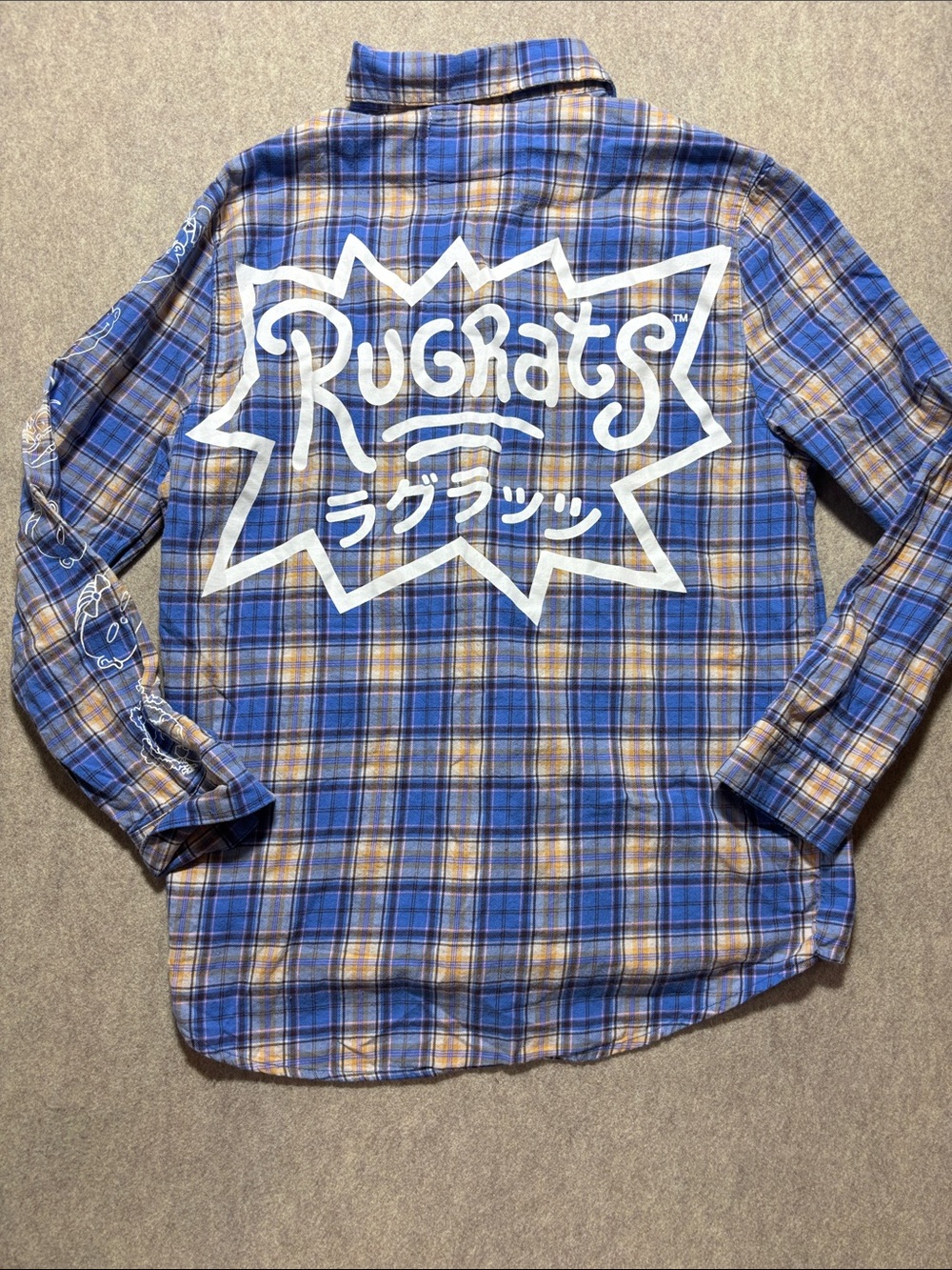 Cakeworthy Flannel Mens M Blue Plaid Button Down Nickelodeon Rugrats (7)